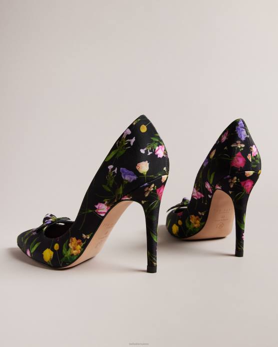 Ted Baker femmes 60VD890 chaussures telini - escarpins à nœud et imprimé fleuri noir