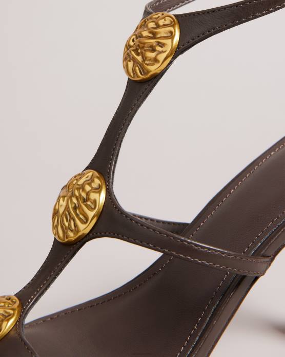 Ted Baker femmes 60VD904 chaussures tayalin - sandales texturées à talons pièces brun