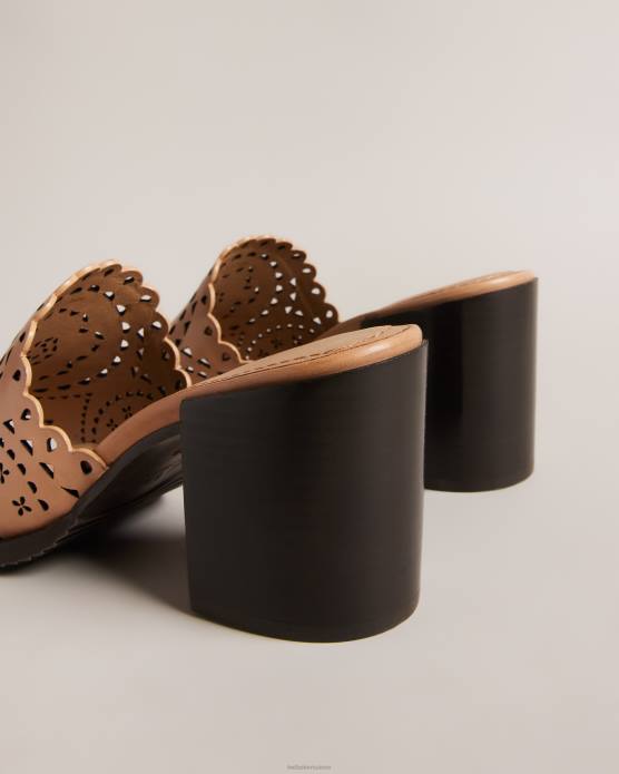 Ted Baker femmes 60VD920 chaussures Beebah - Sandale à talon bloc découpée au laser brun clair