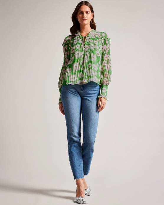 Ted Baker femmes 60VD260 vêtements Ellerie - Blouse fluide à manches blousantes vert