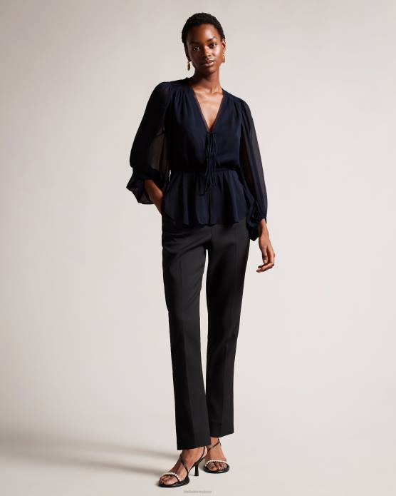 Ted Baker femmes 60VD310 vêtements frasiah - blouse nouée sur le devant bleu foncé