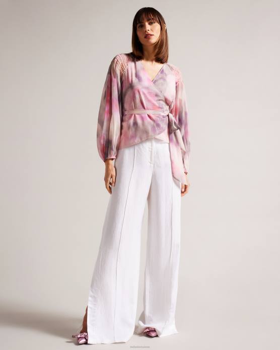 Ted Baker femmes 60VD379 vêtements Blouse portefeuille Emiliah avec épaules smockées corail