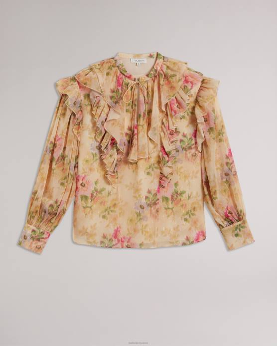 Ted Baker femmes 60VD408 vêtements Helenoh - Blouse fleurie à volants bronzer