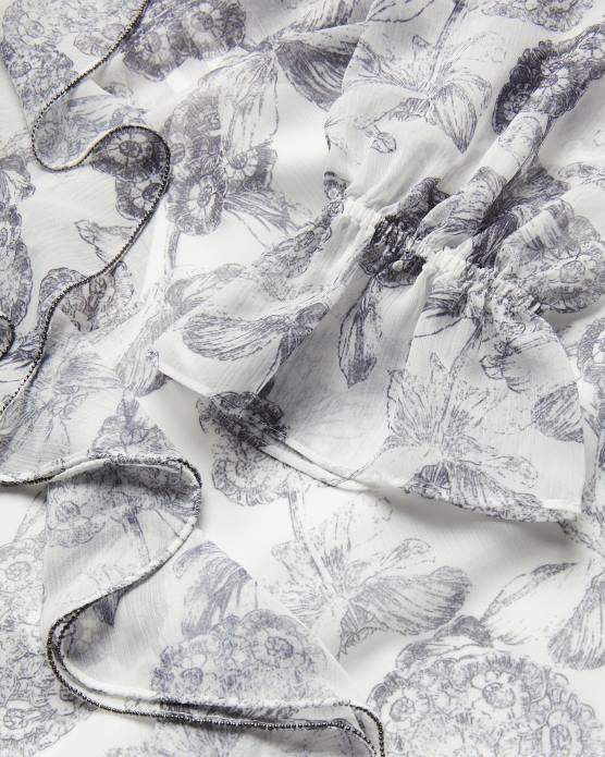 Ted Baker femmes 60VD425 vêtements Anniye - Blouse à volants avec bordure boule en métal blanc