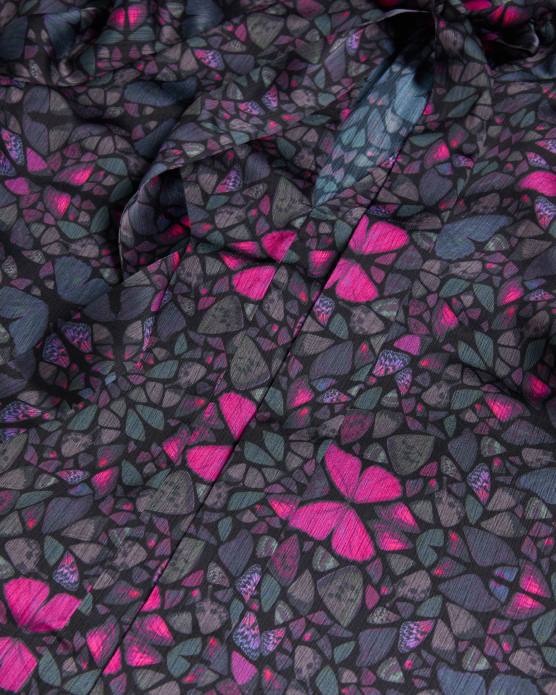 Ted Baker femmes 60VD71 vêtements heiydii - Blouse en satin à imprimé papillon et col montant noir