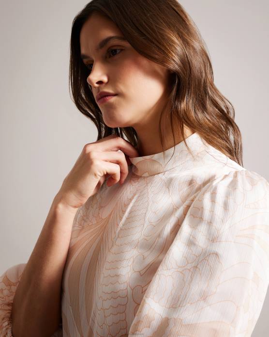 Ted Baker femmes 60VD220 vêtements imelah - haut cachemire avec manches ballon nu clair