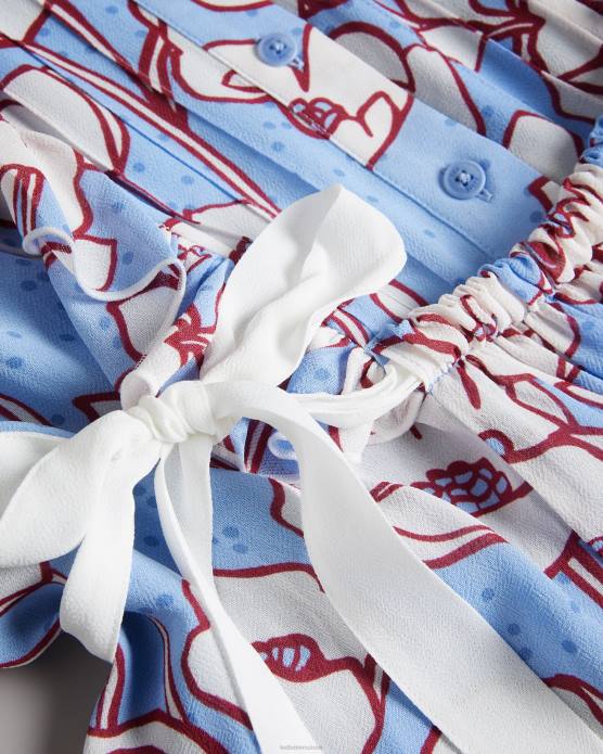 Ted Baker femmes 60VD295 vêtements Audriar - Poppy - Haut à basque avec liens contrastés bleu