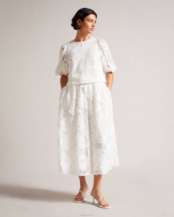 Ted Baker femmes 60VD296 vêtements eliiy - haut coupe boxy à manches bouffantes blanc