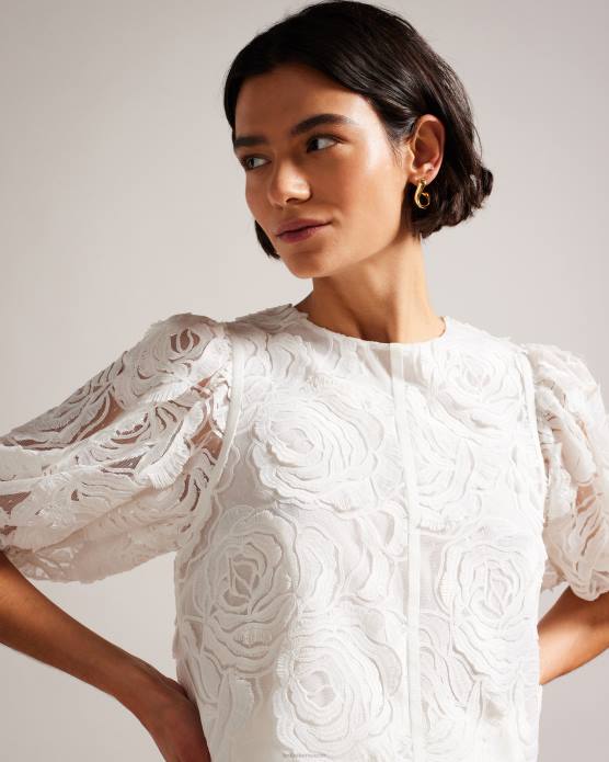 Ted Baker femmes 60VD296 vêtements eliiy - haut coupe boxy à manches bouffantes blanc