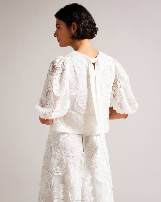 Ted Baker femmes 60VD296 vêtements eliiy - haut coupe boxy à manches bouffantes blanc