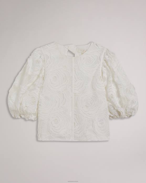 Ted Baker femmes 60VD296 vêtements eliiy - haut coupe boxy à manches bouffantes blanc