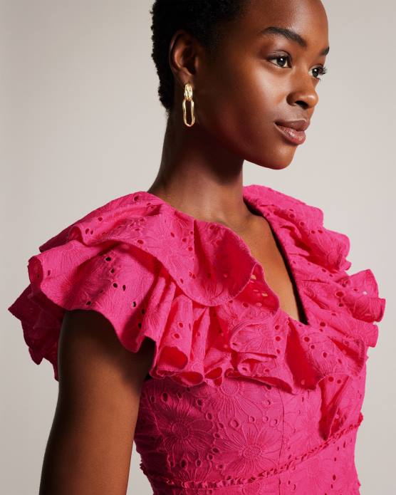 Ted Baker femmes 60VD321 vêtements haut à basque et broderie mazieh rose pétant