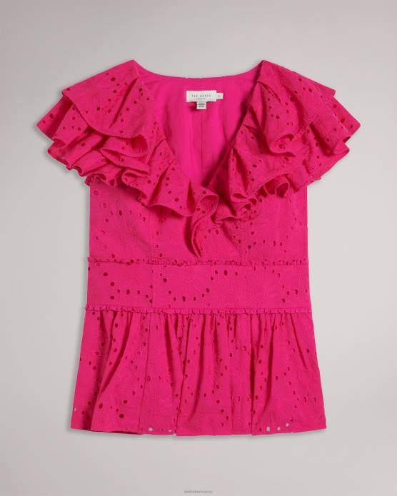 Ted Baker femmes 60VD321 vêtements haut à basque et broderie mazieh rose pétant