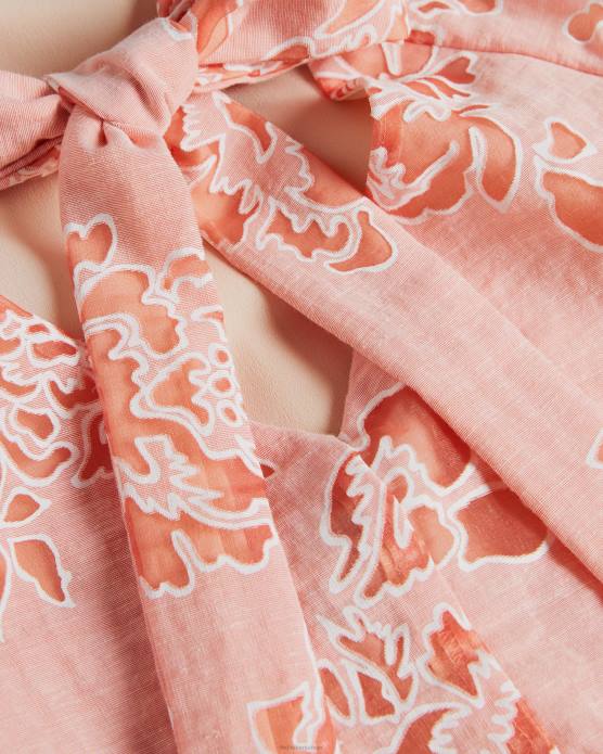 Ted Baker femmes 60VD329 vêtements Meliiha - Haut carré à manches bouffantes corail