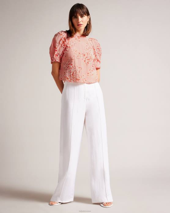 Ted Baker femmes 60VD329 vêtements Meliiha - Haut carré à manches bouffantes corail