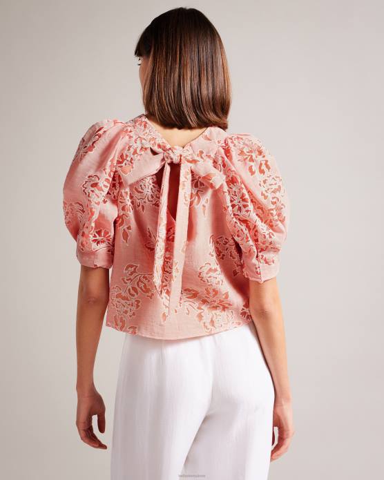 Ted Baker femmes 60VD329 vêtements Meliiha - Haut carré à manches bouffantes corail