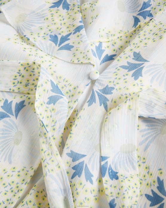 Ted Baker femmes 60VD385 vêtements gemmiaa - top cache-cœur à manches volantées bleu ciel