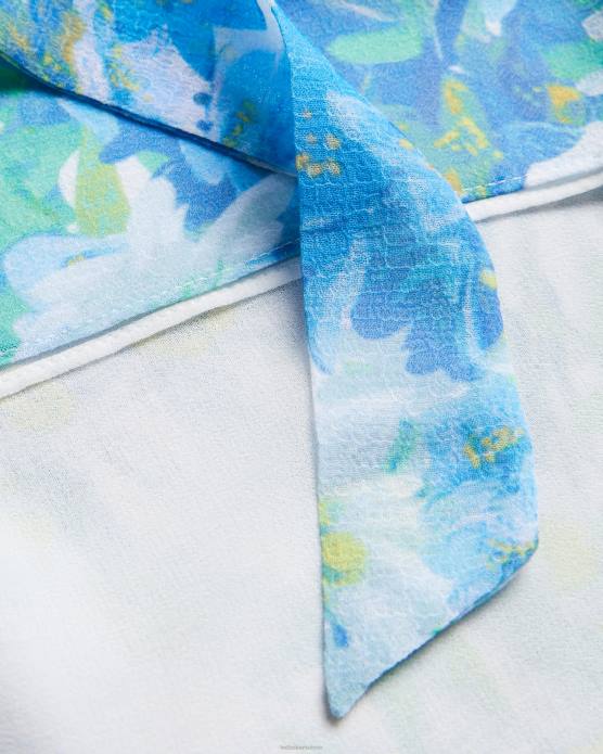 Ted Baker femmes 60VD430 vêtements Chalote - Top fleuri sans manches avec lien à nouer blanc