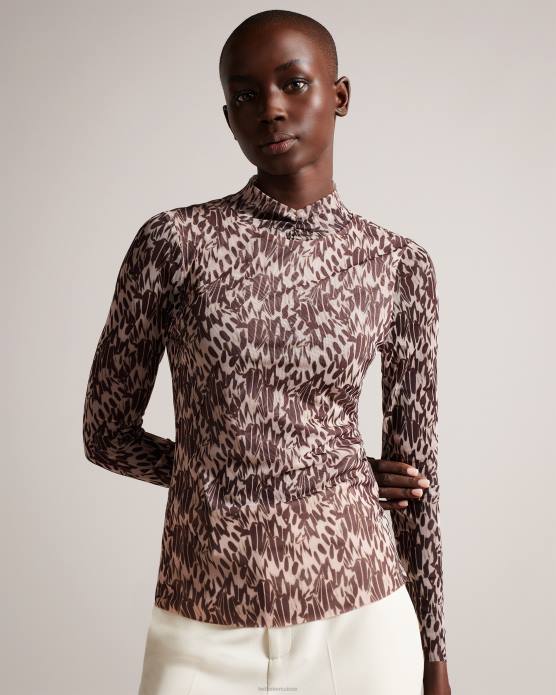 Ted Baker femmes 60VD104 vêtements jumila - haut ajusté à col montant rose-nude