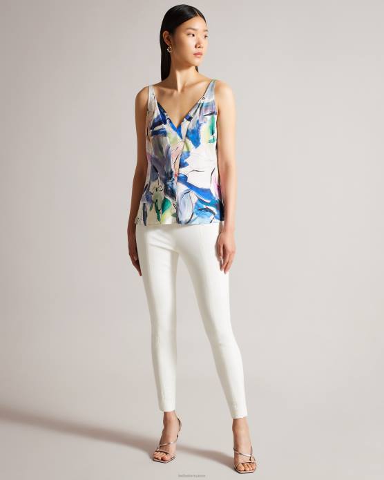 Ted Baker femmes 60VD402 vêtements Hariyat - Cami à imprimé abstrait et col en V blanc