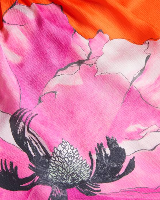 Ted Baker femmes 60VD5 vêtements milenaa - haut dos nu plissé à fleurs Orange vif