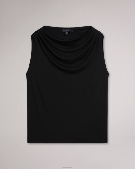 Ted Baker femmes 60VD88 vêtements haut drapé à col bénitier margeta noir