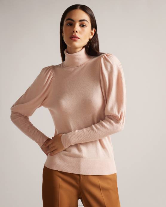 Ted Baker femmes 60VD92 vêtements Col roulé Aidabel avec détails de manches volumineuses rose sombre