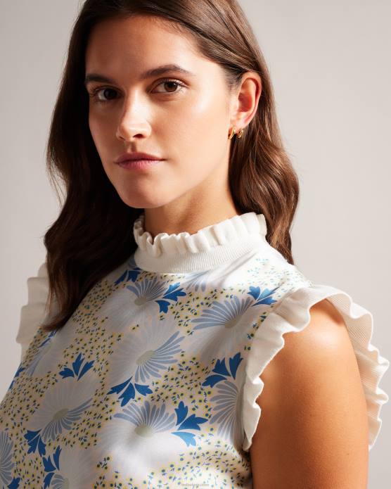 Ted Baker femmes 60VD139 vêtements luseea - haut en maille tissé sur le devant bleu ciel