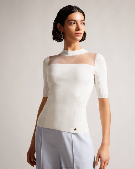 Ted Baker femmes 60VD281 vêtements daviner - haut en maille ajusté blanc
