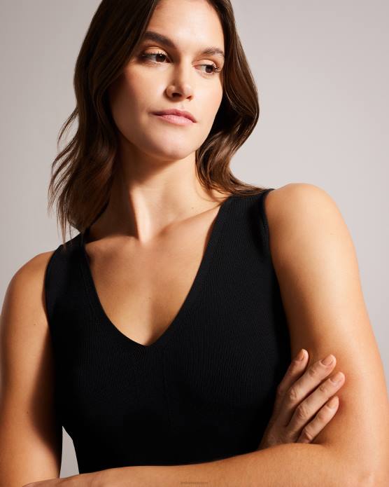 Ted Baker femmes 60VD342 vêtements Josiiy - Haut en maille coupe slim à col en V noir