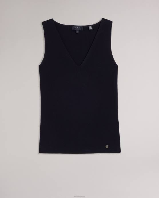 Ted Baker femmes 60VD342 vêtements Josiiy - Haut en maille coupe slim à col en V noir