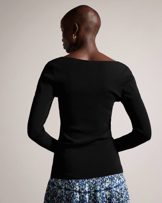 Ted Baker femmes 60VD381 vêtements Cileste - Haut en maille coupe slim à col en V noir