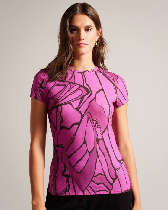 Ted Baker femmes 60VD100 vêtements t-shirt ajusté kcarlia rose pétant