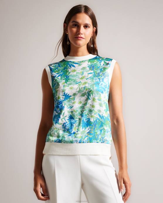 Ted Baker femmes 60VD128 vêtements behlla - gilet pull tissé sur le devant blanc