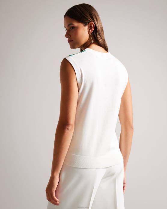 Ted Baker femmes 60VD128 vêtements behlla - gilet pull tissé sur le devant blanc