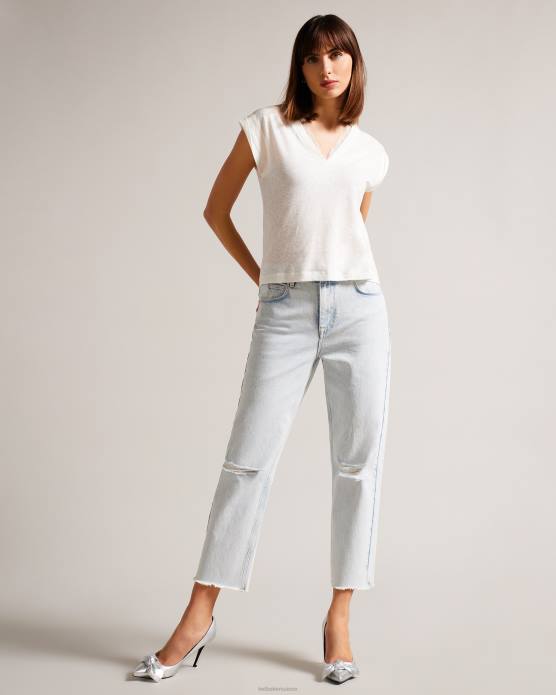 Ted Baker femmes 60VD138 vêtements débardeur effiy à col en V et décolleté en dentelle blanc