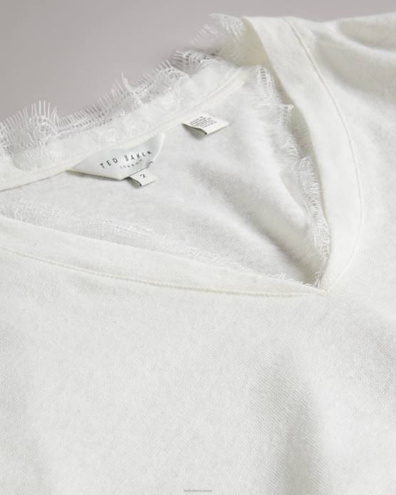 Ted Baker femmes 60VD138 vêtements débardeur effiy à col en V et décolleté en dentelle blanc