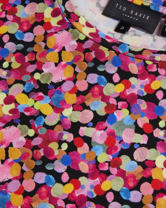 Ted Baker femmes 60VD167 vêtements t-shirt à imprimé confettis Phebie noir