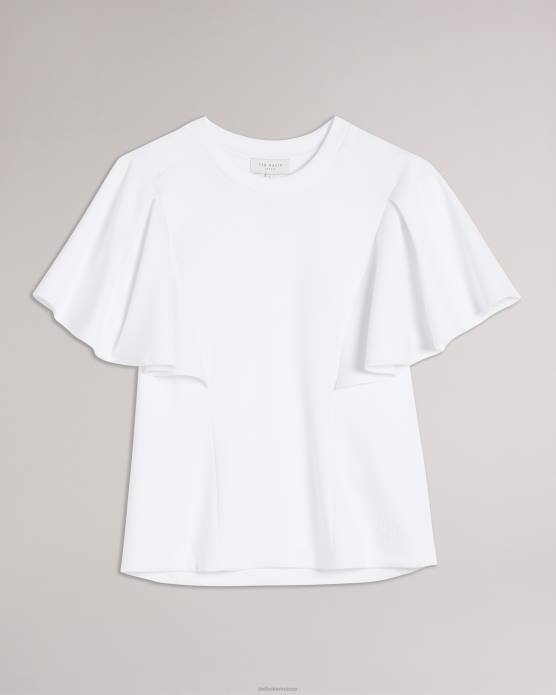 Ted Baker femmes 60VD20 vêtements Nikilaa - T-shirt carré à manches volantées blanc