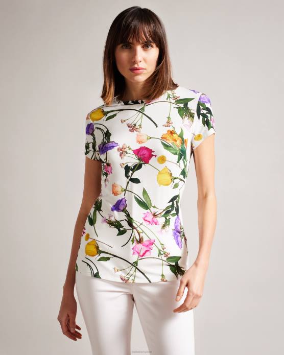 Ted Baker femmes 60VD259 vêtements vikina - t-shirt ajusté avec col torsadé blanc
