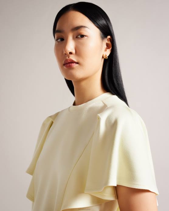 Ted Baker femmes 60VD40 vêtements Nikilaa - T-shirt carré à manches volantées jaune clair