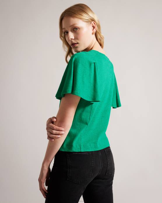 Ted Baker femmes 60VD449 vêtements hallenn - t-shirt à manches volantées vert