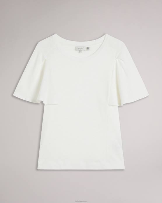 Ted Baker femmes 60VD471 vêtements hallenn - t-shirt à manches volantées blanc
