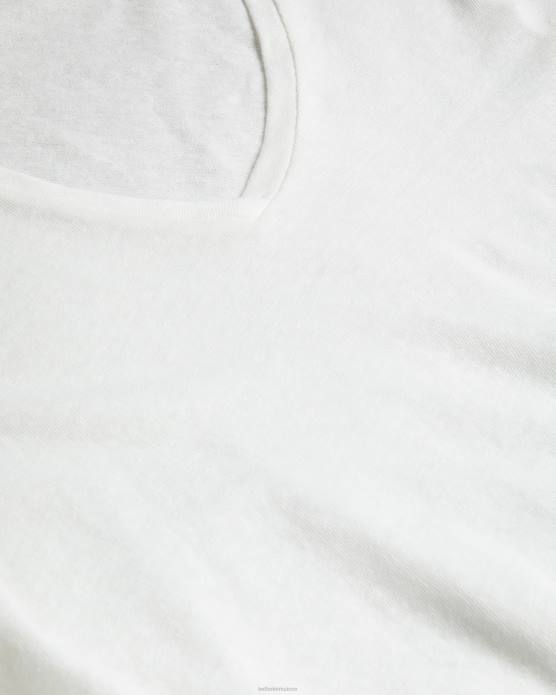 Ted Baker femmes 60VD475 vêtements t-shirt laliita col v en coton et lin blanc