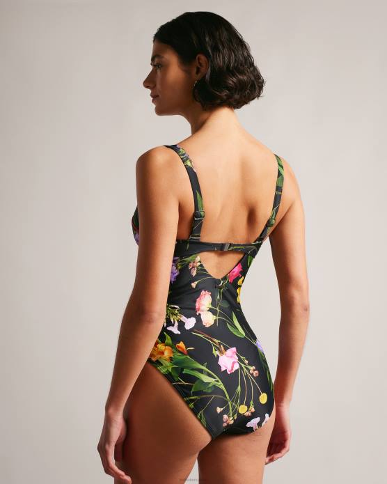 Ted Baker femmes 60VD195 vêtements maillot de bain balconnet fleuri Saffiey noir
