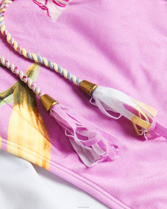 Ted Baker femmes 60VD33 vêtements Rozieh - Maillot de bain plongeant noué sur le devant blanc