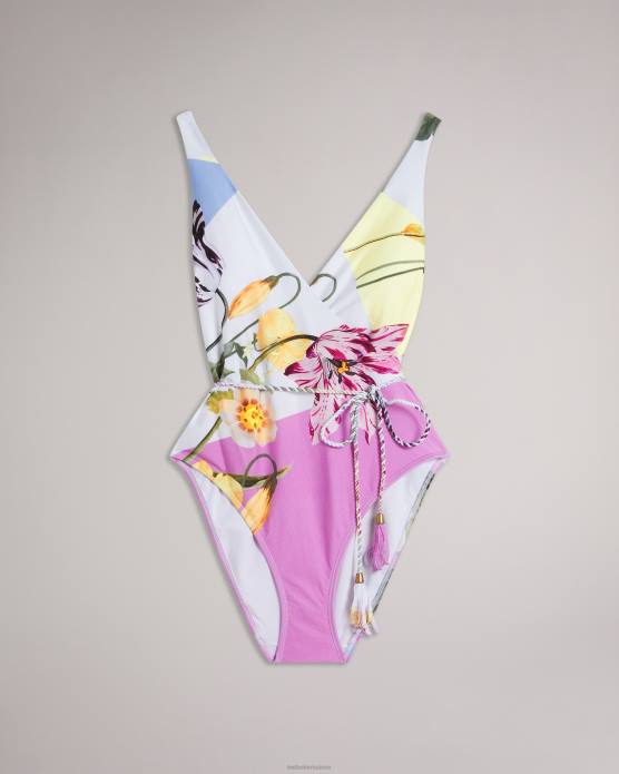 Ted Baker femmes 60VD33 vêtements Rozieh - Maillot de bain plongeant noué sur le devant blanc