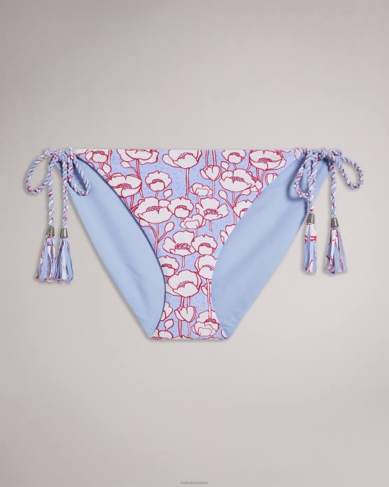 Ted Baker femmes 60VD396 vêtements bas de bikini réversible à imprimé coquelicot rosiaah bleu