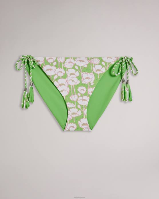 Ted Baker femmes 60VD411 vêtements bas de bikini réversible à imprimé coquelicot rosiaah vert