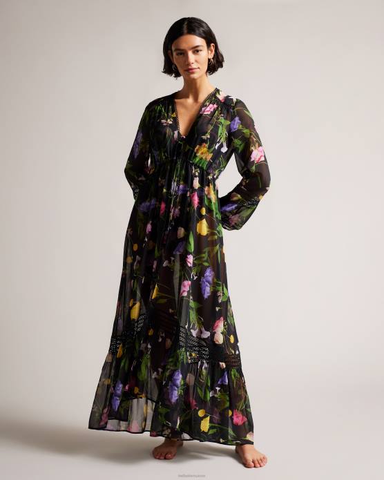 Ted Baker femmes 60VD272 vêtements Zennie - cache-maillot avec détails en dentelle noir